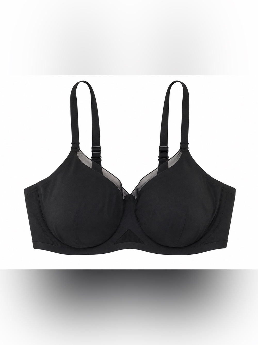 Honeylove CrossOver Bra Black Wireless Mesh Support Size L 38B/C Minimalist Chic